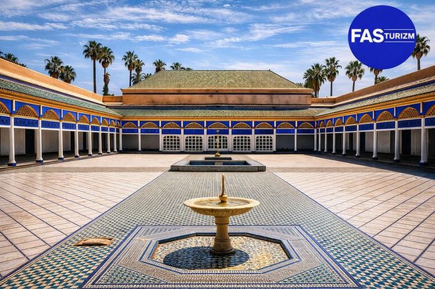 Marakeş tarihi Bahia Sarayı avlu g&ouml;r&uuml;n&uuml;m&uuml;